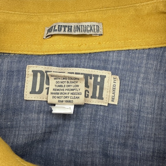 Co. "Duluth Untucked" Men's XL Button Down Shirt | Mustard Gold | Denim - Picture 7 of 9